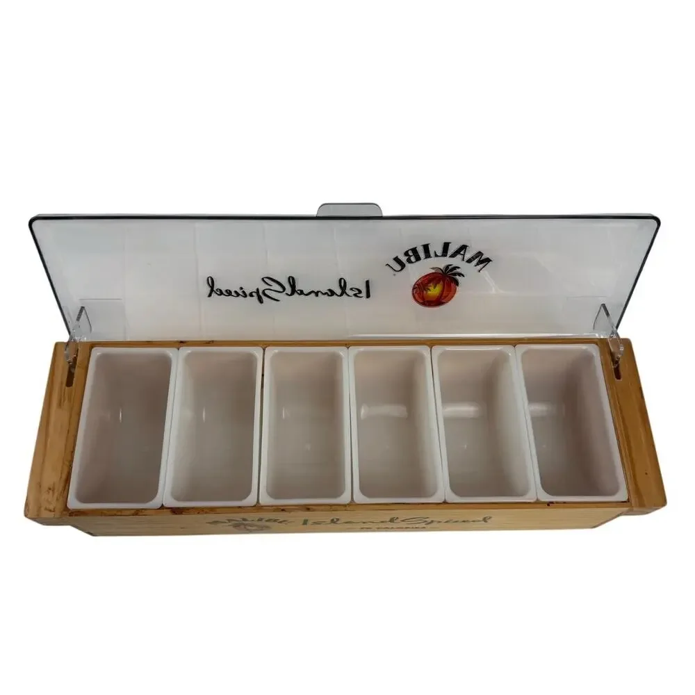 Malibu Island Spiced Rum Wooden Promotional Serving Box Plastic Trays 20